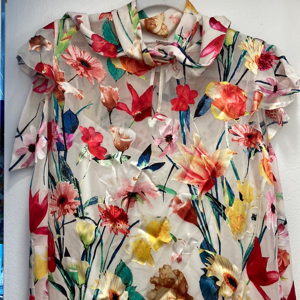 Ellie Tahari floral top XL